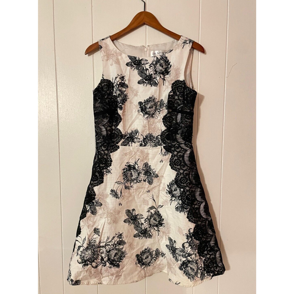 Vintage J.R. Nites Womens Dress Size 12 Black Floral Lace Whimsigoth Formal Y2K